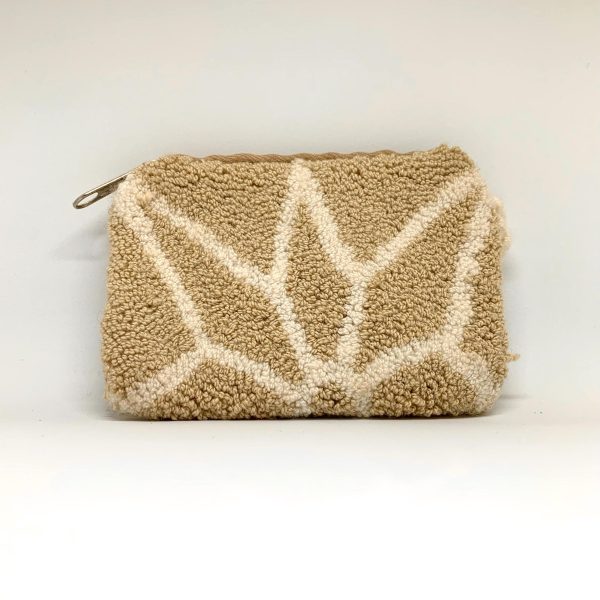 Monedero colorido Wayuu de embrague. Beige y blanco